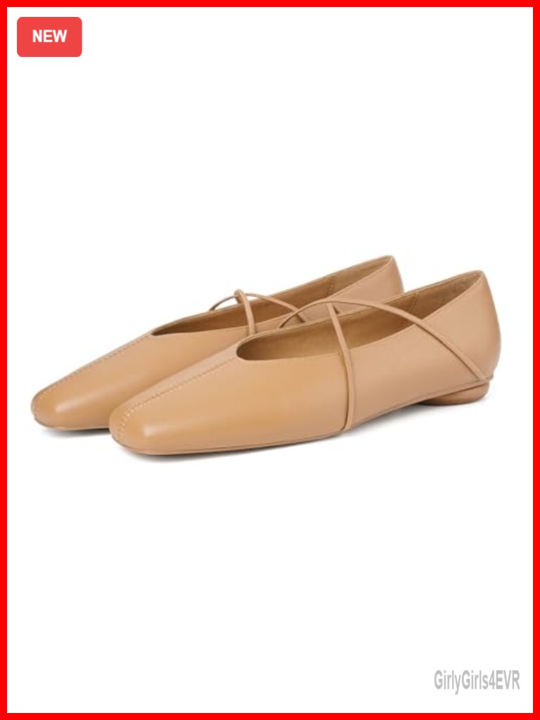 Square Toe Mary Jane Flats Criss-Cross Straps Slip On Comfort Flats Office